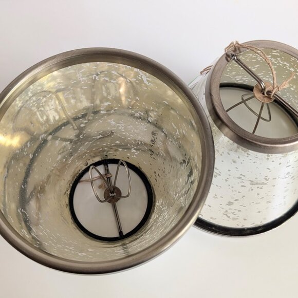 Set of 2 Ballard Designs Mercury Glass Clip on Chandelier Shades Lampshades - Picture 8 of 11